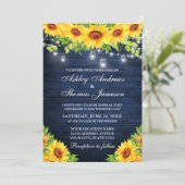 Rustikale Sonnenblume Blauer Holz Mason Jar Lights Einladung (Stehend Vorderseite)