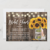 Rustikale Sonnenblume Blume Mason Jar Brautparty Einladung (Vorderseite)