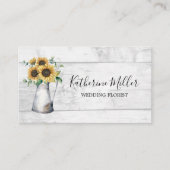 Rustikale Sonnenblume Blume Vase Wood Visitenkarte (Vorderseite)