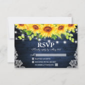 Rustikale Sonnenblume Blumen Blauer Holz Lichter S RSVP Karte (Vorderseite)