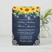 Rustikale Sonnenblume Blumen Blauer Hölzer Jar Lig Einladung (Stehend Vorderseite)