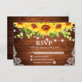 Rustikale Sonnenblume Blumenblume Leuchten Spitzen RSVP Karte (Vorne/Hinten)