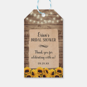 Rustikale Sonnenblume-BlumenBrautparty-Bevorzugung Geschenkanhänger