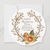 Rustikale Sonnenblume Blumenstrauß Erntedank Abend Einladung (Vorderseite)