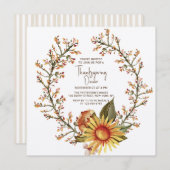 Rustikale Sonnenblume Blumenstrauß Erntedank Abend Einladung (Vorne/Hinten)