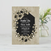 Rustikale Sonnenblume Blumenstrauß Tee Einladung (Stehend Vorderseite)