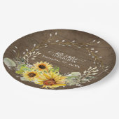 Rustikale Sonnenblume BOHO Aquarellpflanze Pappteller (Schrägansicht)