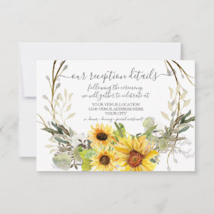 Rustikale Sonnenblume BOHO Wasserfarben Empfang RSVP Karte