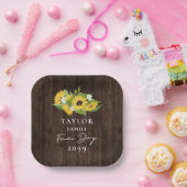 Rustikale Sonnenblume Bouquet Familienspass Tag Pappteller (Party)