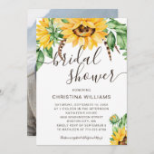 Rustikale Sonnenblume Bouquet Foto Brautparty Einladung (Vorne/Hinten)