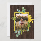 Rustikale Sonnenblume Bouquet Foto Paare Dusche Einladung (Rückseite)