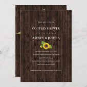 Rustikale Sonnenblume Bouquet Foto Paare Dusche Einladung (Vorne/Hinten)