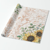 Rustikale Sonnenblume Bouquet Vintager Letter Deco Geschenkpapier (Ungerollt)