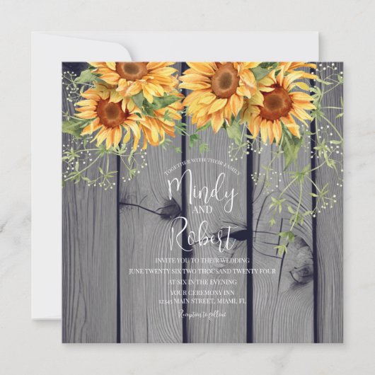 Rustikale Sonnenblume Bouquet Wassercolour Wedding (Vorderseite)