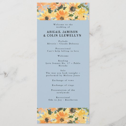 Rustikale Sonnenblume Bouquet Wasserfarbe Programm (Vorderseite)