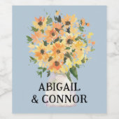 Rustikale Sonnenblume Bouquet Wasserfarbe Weinetikett (Einzelnes Label)