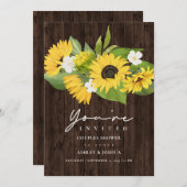 Rustikale Sonnenblume Bouquet Wedding Couples Dusc Einladung (Vorne/Hinten)