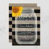 Rustikale Sonnenblume Brautparty Mason Jar & Strei Einladung (Vorne/Hinten)
