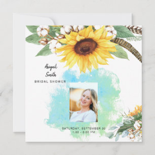 Rustikale Sonnenblume Bridal Foto Square Einladung