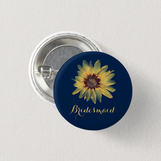 Rustikale Sonnenblume Bridesmaid-Taste Button (Vorne & Hinten)