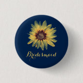 Rustikale Sonnenblume Bridesmaid-Taste Button (Vorderseite)
