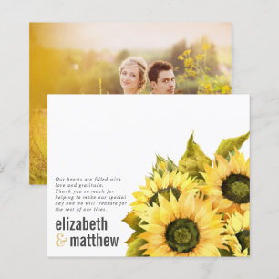 Rustikale Sonnenblume BUDGET Hochzeit Danke Kart