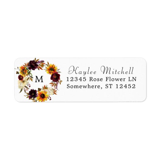 Rustikale Sonnenblume & Burgund 1Rücksendeadresse (Vorne)
