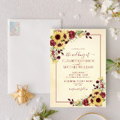 Rustikale Sonnenblume Burgund Blumenhochzeit Einladung