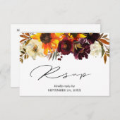 Rustikale Sonnenblume, Burgund Lila Blüte mit Mahl RSVP Karte (Vorne/Hinten)