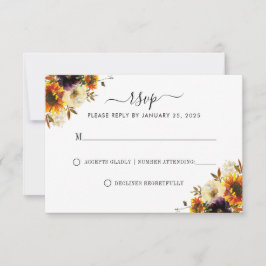 Rustikale Sonnenblume Burgund Rose Moderne Hochzei RSVP Karte