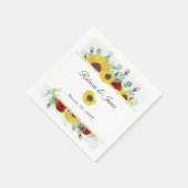 Rustikale Sonnenblume Burgund Rote Flora Hochzeit Serviette (Ecke)