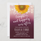 Rustikale Sonnenblume Burgund Rote Probe Abendesse Einladung (Vorderseite)