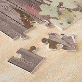 Rustikale Sonnenblume Burgund Rote Weiße Blüte Puzzle (Seite)