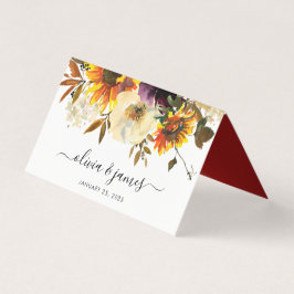 Rustikale Sonnenblume Burgund Wasserfarbe Hochzeit