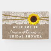 Rustikale Sonnenblume, Burlap- und Lace-Brautparty Banner (Horizontal)