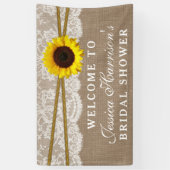 Rustikale Sonnenblume, Burlap- und Lace-Brautparty Banner (Vertikal)