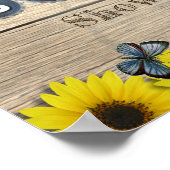 Rustikale Sonnenblume Butterfly Babydusche Poster (Ecke)