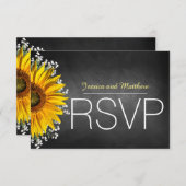 Rustikale Sonnenblume Chalkboard-UAWG RSVP Karte (Vorne/Hinten)