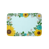 Rustikale Sonnenblume Daisy Aquamarin Floral Badematte (Vorderseite)