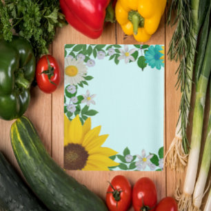 Rustikale Sonnenblume Daisy Aquamarin Floral Geschirrtuch