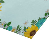 Rustikale Sonnenblume Daisy Aquamarin Floral Schneidebrett (Ecke)