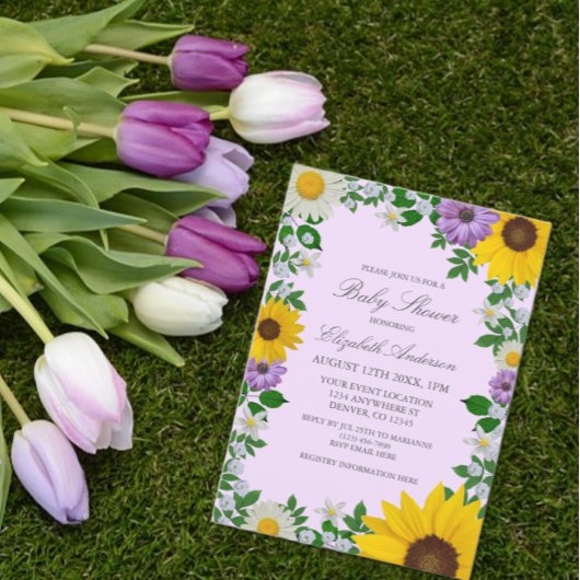 Rustikale Sonnenblume Daisy Floral Baby Dusche Einladung