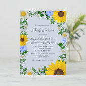 Rustikale Sonnenblume Daisy Floral Baby Dusche Einladung (Stehend Vorderseite)