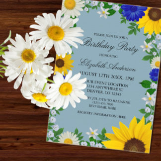 Rustikale Sonnenblume Daisy Floral Geburtstag Acryleinladungen