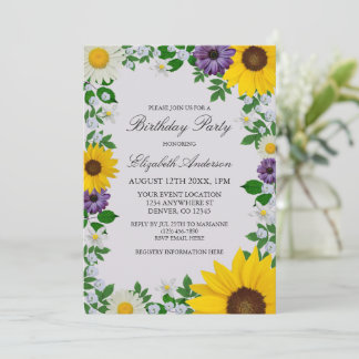 Rustikale Sonnenblume Daisy Floral Geburtstag Einladung