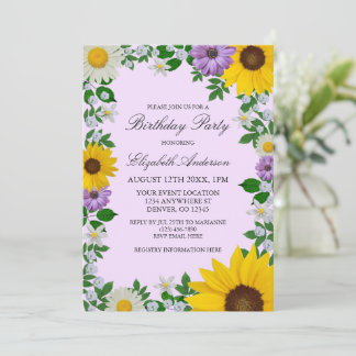 Rustikale Sonnenblume Daisy Floral Geburtstag Einladung