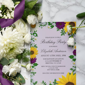 Rustikale Sonnenblume Daisy Floral Geburtstag Einladung