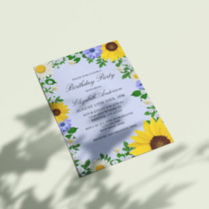 Rustikale Sonnenblume Daisy Floral Geburtstag Einladung