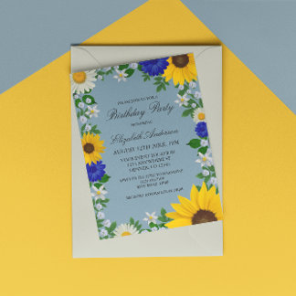 Rustikale Sonnenblume Daisy Floral Geburtstag Einladung