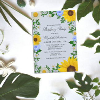 Rustikale Sonnenblume Daisy Floral Geburtstag Einladung
